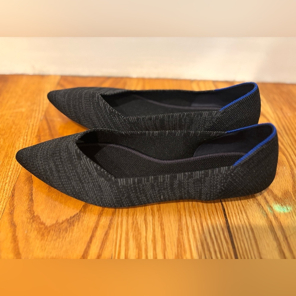 Rothy's The Point Black Gray Pointy Toe Ballet Flats Women's Shoes Size 9.5 - Picture 3 of 11